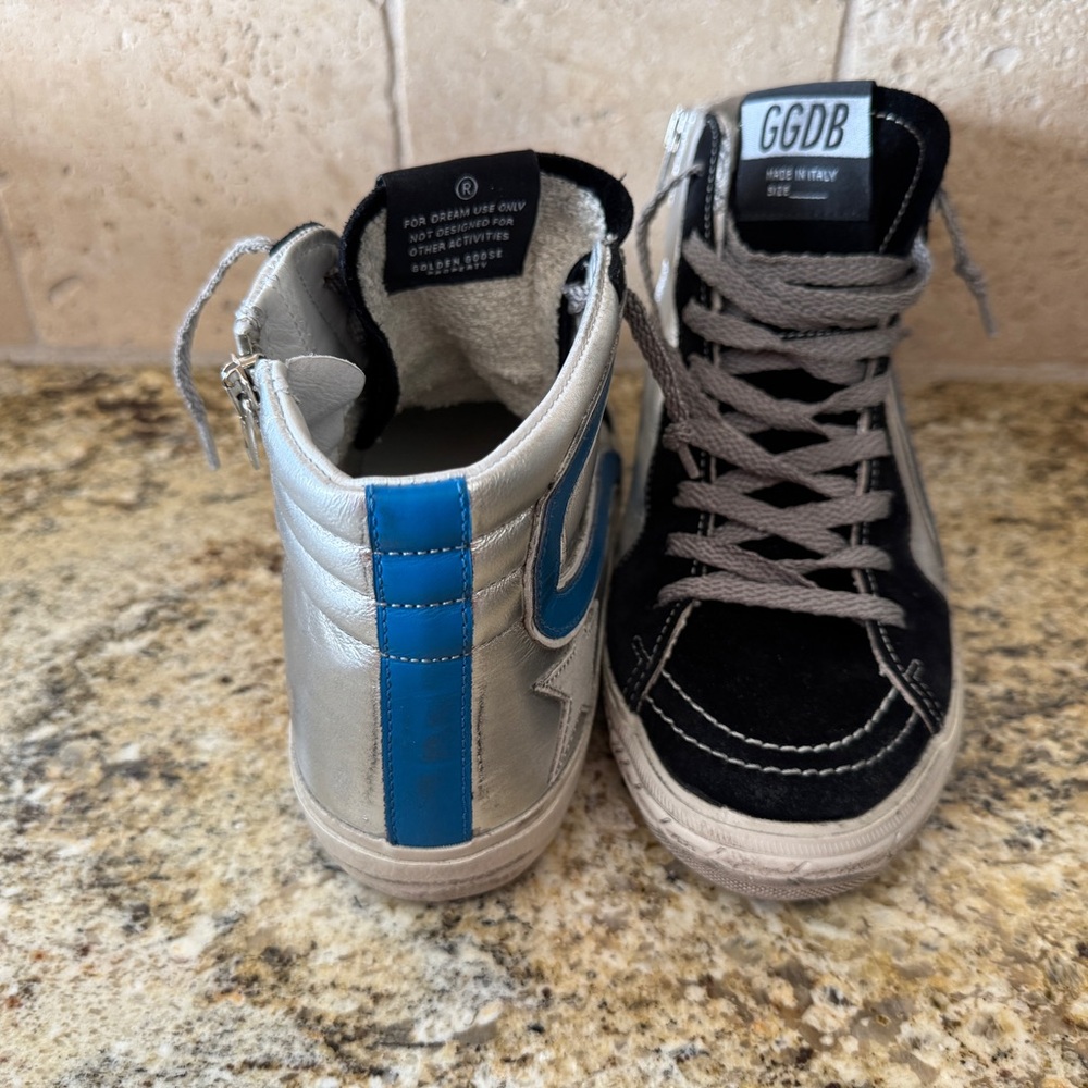 Golden Goose Silver Black Sneakers Premium Style